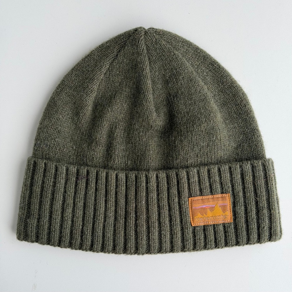 Patagonia Brodeo Beanie '73 Skyline Green Ribbed Knit Wool Blend Cuffed Hat